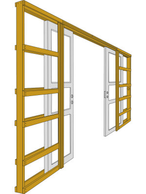 Karm Skjutdrrskarm 122mm Vit, Enkelgips