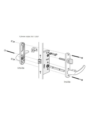 Byte handtagspaket Alt. 3 Vred insida frbered fr cylinder utsida.