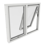Vridfönster Outline Tvåluft 3-Glas Vitmålat Trä
