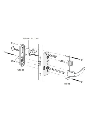 Byte handtagspaket Alt. 3 Vred insida, cylinder utsida, inkl cylinder